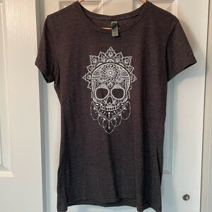 Gray Sugar Skull T-Shirt Instant Message Sz M New